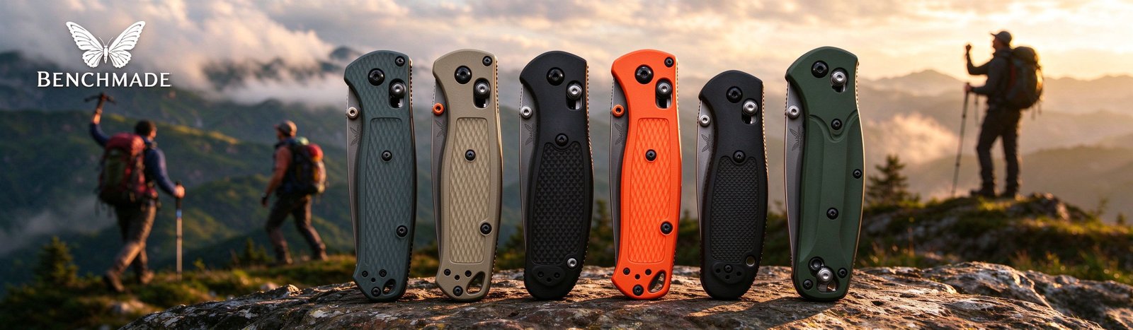 Benchmade folding knives in the mountains